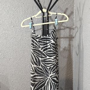 Black and White Leaf Print Shear Swim Cover